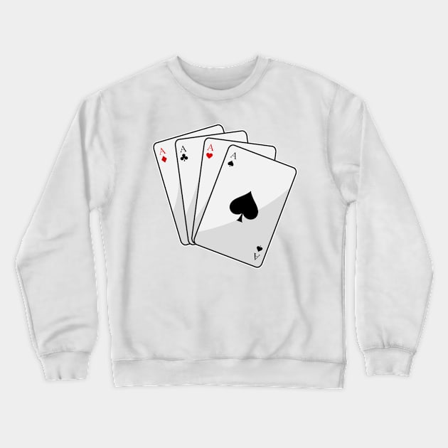 Quadruplets Aces Poker cards at Poker Crewneck Sweatshirt by Markus Schnabel